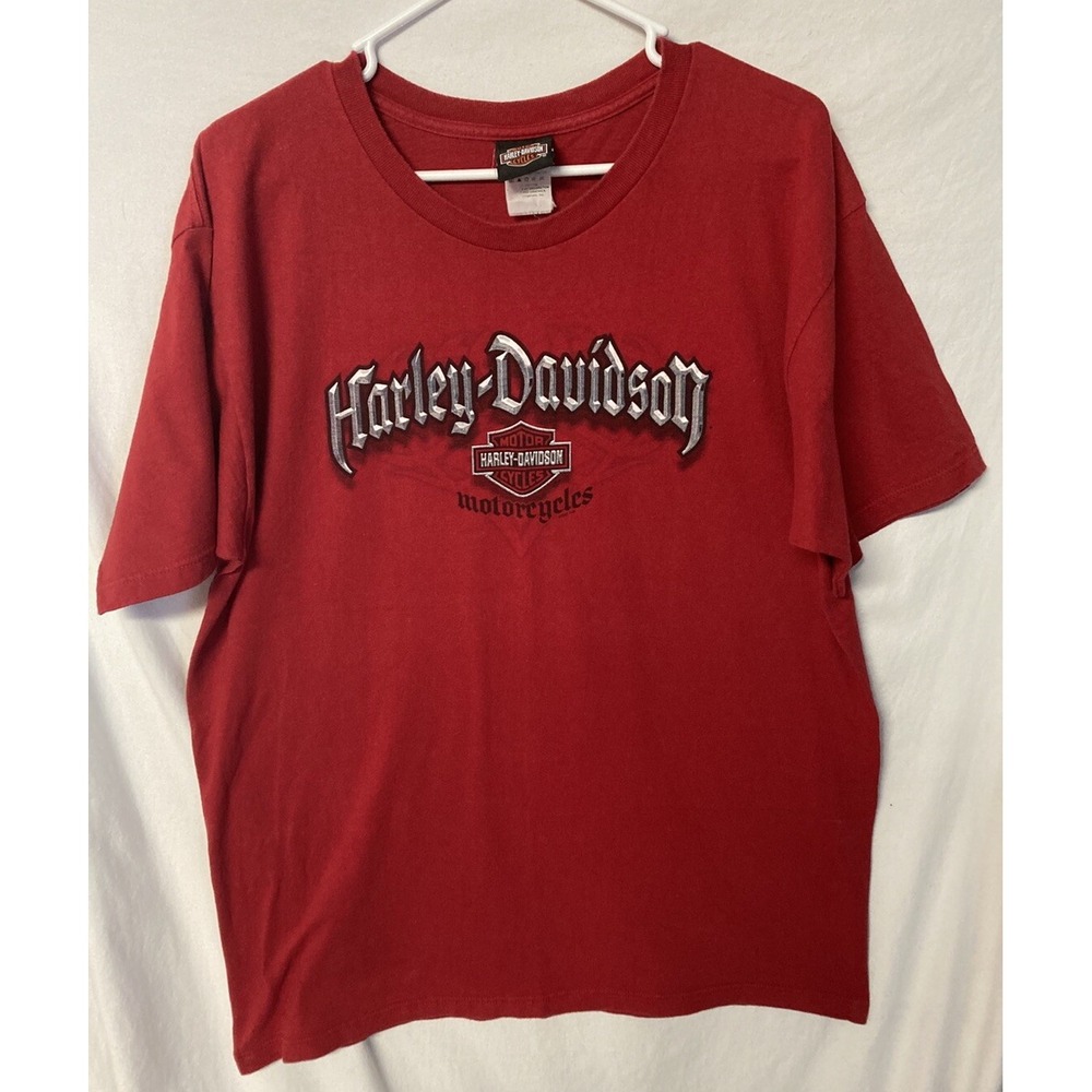 Harley Davidson Bayside Portsmouth, Va. Red T-shirt Mens L Civil War Ships